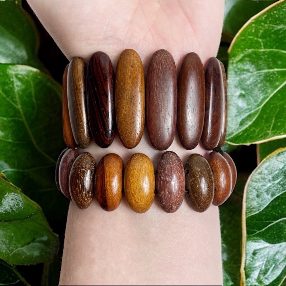 Wooden Bead Elastic Bracelet Set